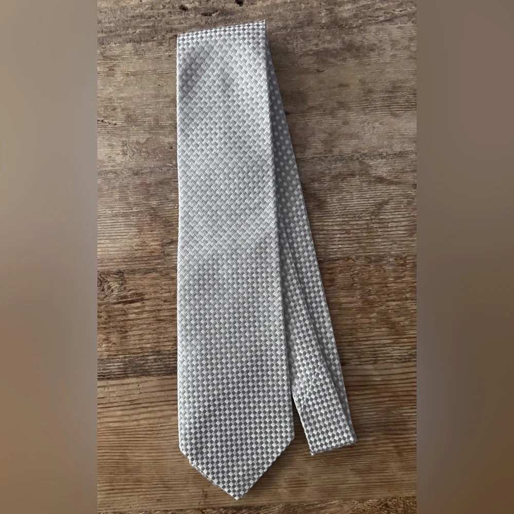 CHARVET Mens Place Vendôme Gray Geometric Silk Tie